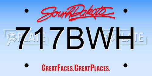 717BWH South Dakota License Plate