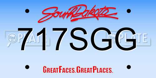 717SGG South Dakota License Plate