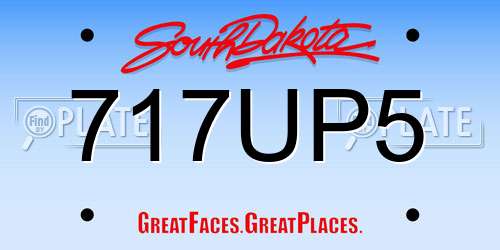 717UP5 South Dakota License Plate