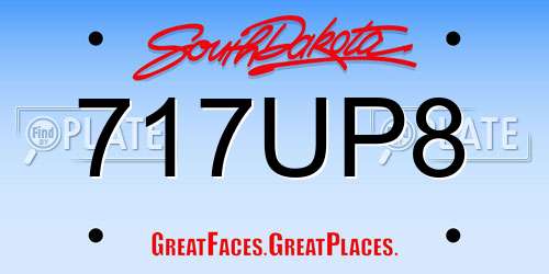 717UP8 South Dakota License Plate