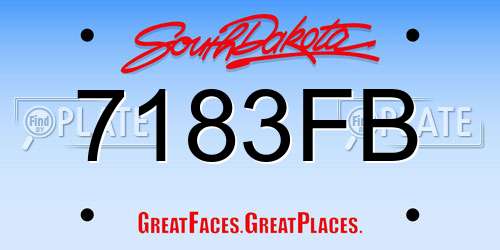 7183FB South Dakota License Plate