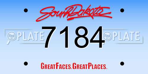 7184 South Dakota License Plate