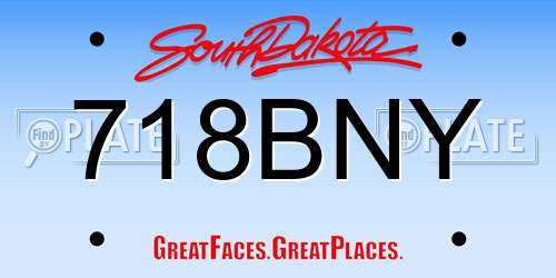 718BNY South Dakota License Plate