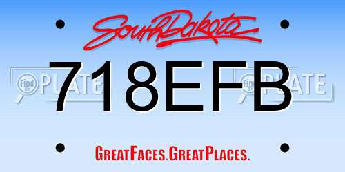 718EFB South Dakota License Plate