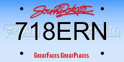 718ERN South Dakota License Plate