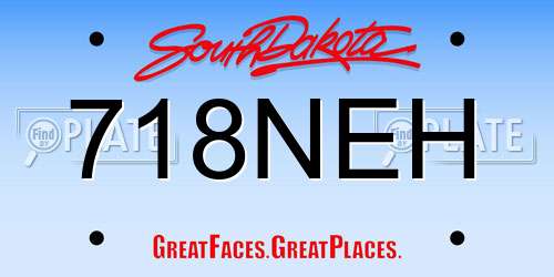 718NEH South Dakota License Plate