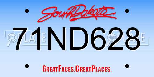 71ND628 South Dakota License Plate
