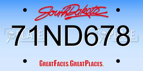 71ND678 South Dakota License Plate