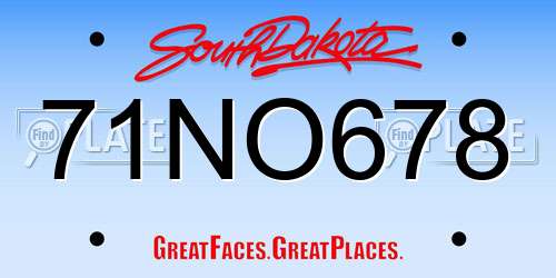 71NO678 South Dakota License Plate