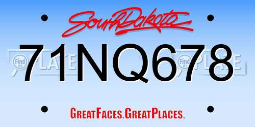 71NQ678 South Dakota License Plate