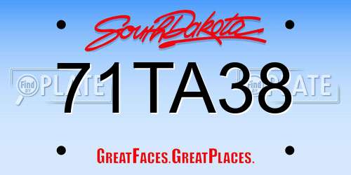 71TA38 South Dakota License Plate