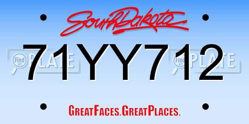 71YY712 South Dakota License Plate