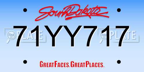 71YY717 South Dakota License Plate