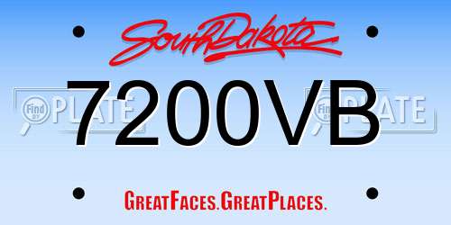 7200VB South Dakota License Plate