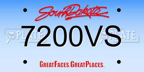 7200VS South Dakota License Plate