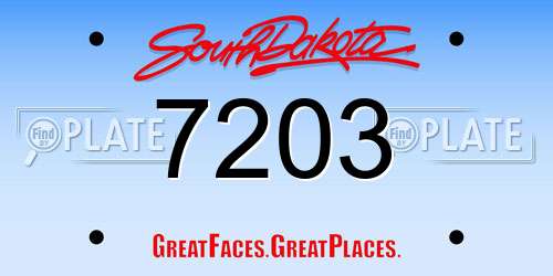 7203 South Dakota License Plate