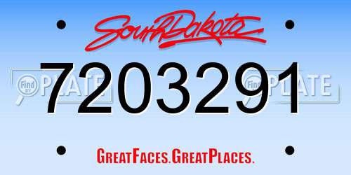 7203291 South Dakota License Plate