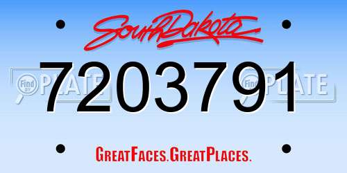 7203791 South Dakota License Plate