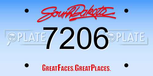 7206 South Dakota License Plate