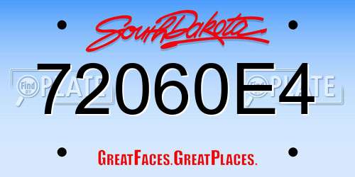 72060E4 South Dakota License Plate