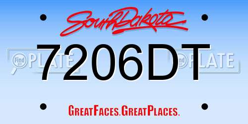 7206DT South Dakota License Plate