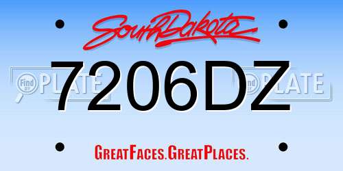 7206DZ South Dakota License Plate