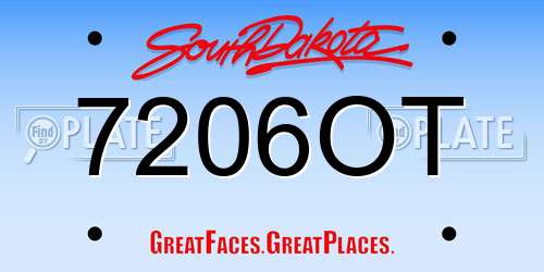 7206OT South Dakota License Plate