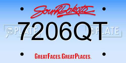 7206QT South Dakota License Plate