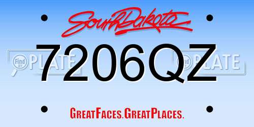 7206QZ South Dakota License Plate