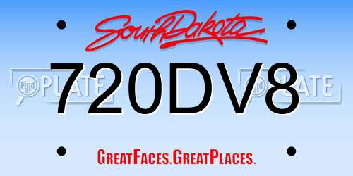 720DV8 South Dakota License Plate