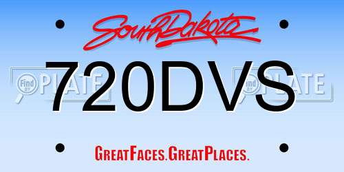 720DVS South Dakota License Plate