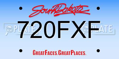 720FXF South Dakota License Plate