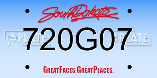 720G07 South Dakota License Plate