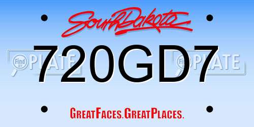 720GD7 South Dakota License Plate