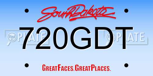 720GDT South Dakota License Plate