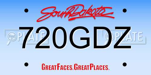 720GDZ South Dakota License Plate