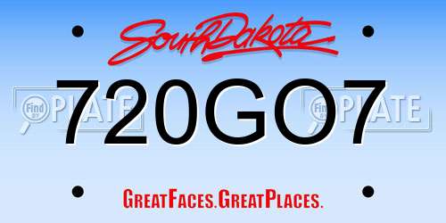 720GO7 South Dakota License Plate