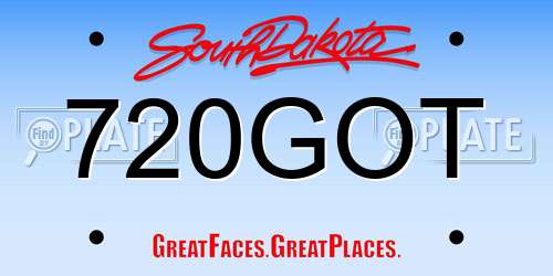 720GOT South Dakota License Plate