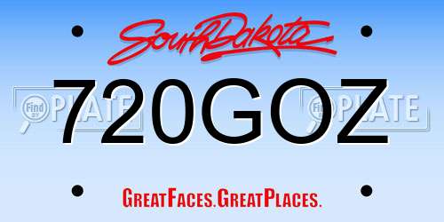 720GOZ South Dakota License Plate