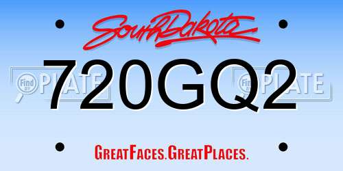 720GQ2 South Dakota License Plate
