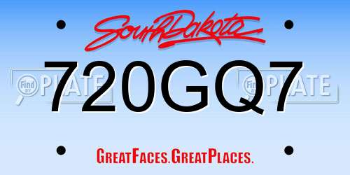 720GQ7 South Dakota License Plate