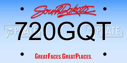 720GQT South Dakota License Plate