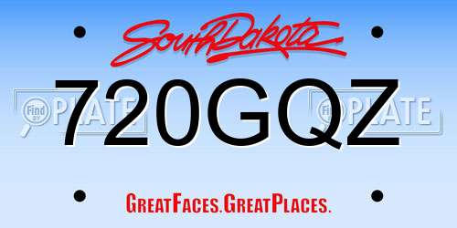 720GQZ South Dakota License Plate