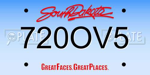 720OV5 South Dakota License Plate