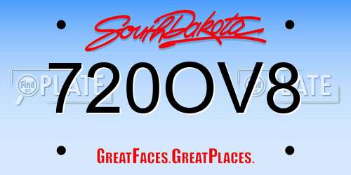 720OV8 South Dakota License Plate
