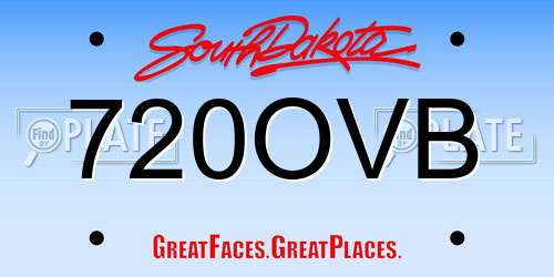 720OVB South Dakota License Plate
