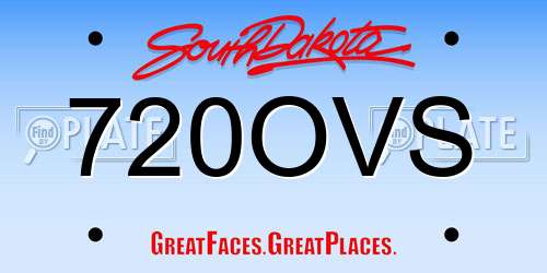 720OVS South Dakota License Plate