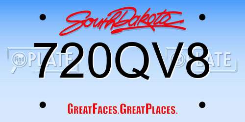 720QV8 South Dakota License Plate