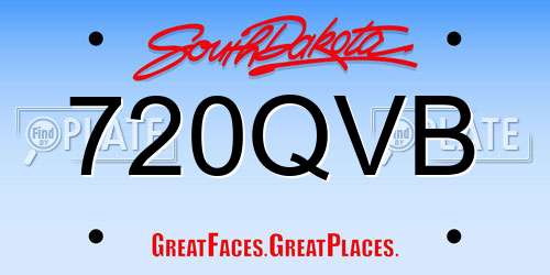 720QVB South Dakota License Plate