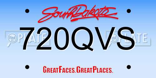 720QVS South Dakota License Plate